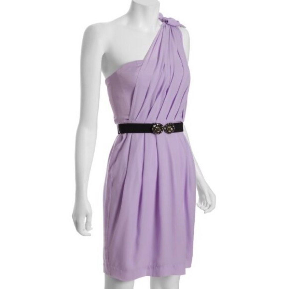 BCBG Silk Lavender Nevada One Shoulder Dress